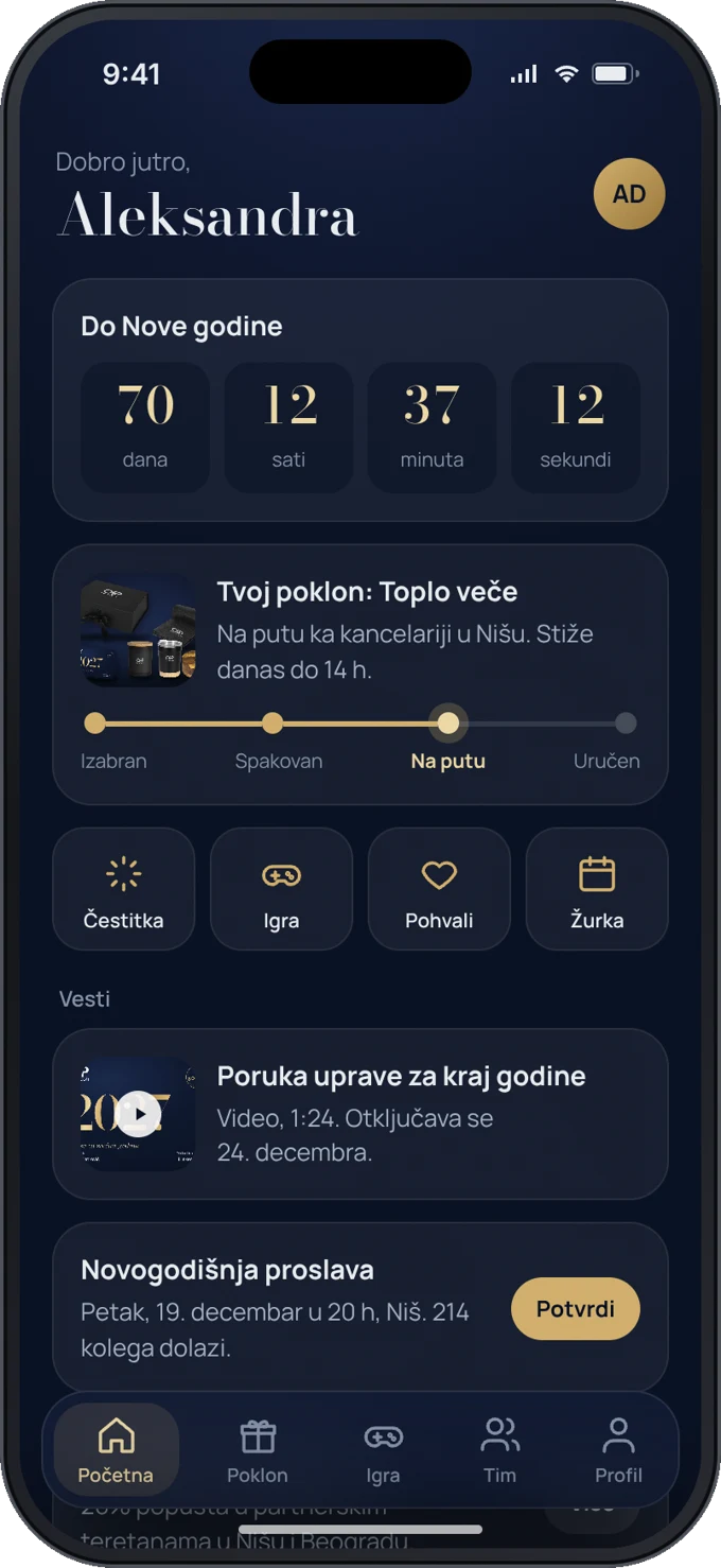Prikaz demo aplikacije OIP Team na iPhone-u